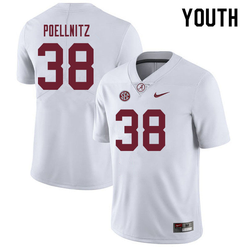 Alabama Crimson Tide Youth Eric Poellnitz #38 White NCAA Nike Authentic Stitched 2019 College Football Jersey LG16L20EH